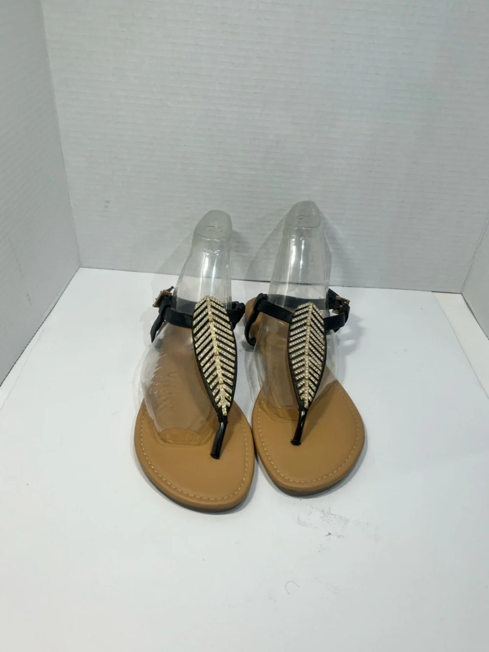 torrid Black and Tan Beaded T-Strap Sandals
